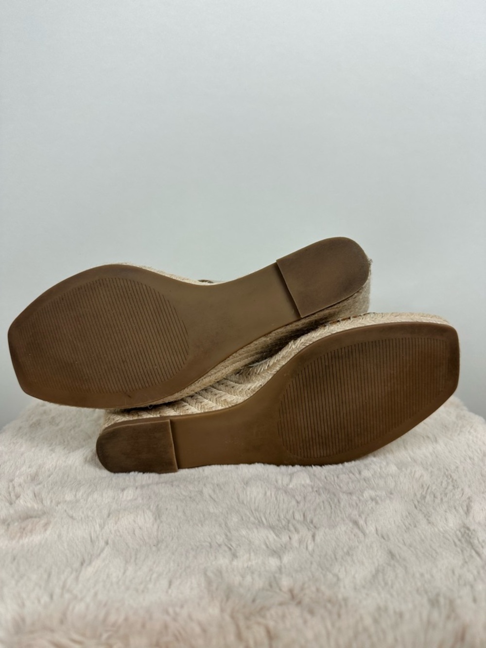 Steve Madden Gold Espadrille Wedge Sandals Leather Platform Ankle Strap Size 10 - Picture 12 of 13